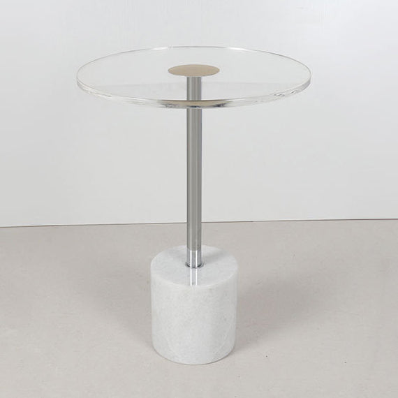 Modern Cylinder Cone Acrylic Marble End Table