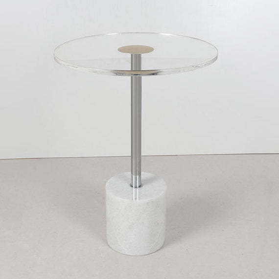 Modern Cylinder Cone Acrylic Marble End Table