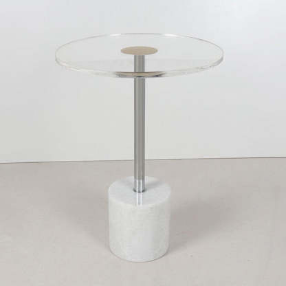 Modern Cylinder Cone Acrylic Marble End Table
