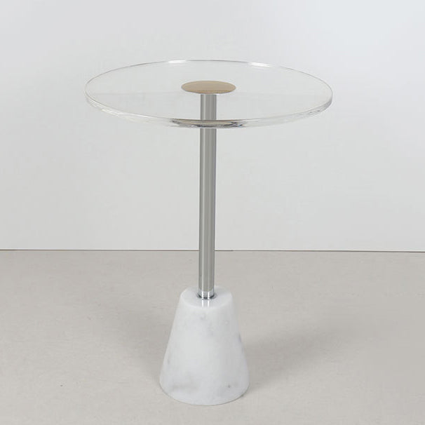 Modern Cylinder Cone Acrylic Marble End Table