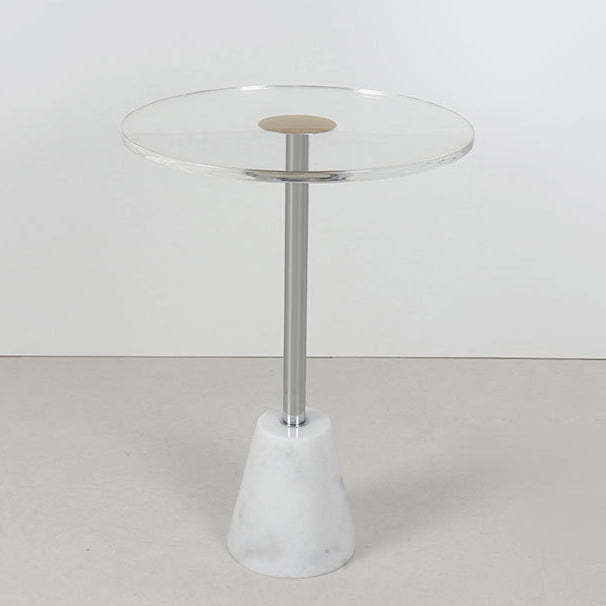 Modern Cylinder Cone Acrylic Marble End Table