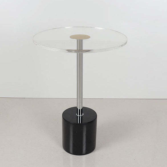 Minimalist cone end & side tables in acrylic marble ceramic
