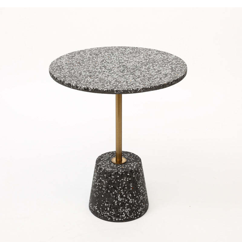 Gray iron ceramic leather end tapered end & side tables - nordic