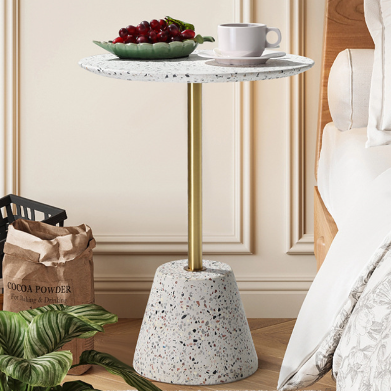 Scandinavian Tapered Graphite Iron End Table — Beige