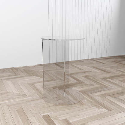 Minimalist Half-Round Acrylic End Table — Orange + Transparent Color