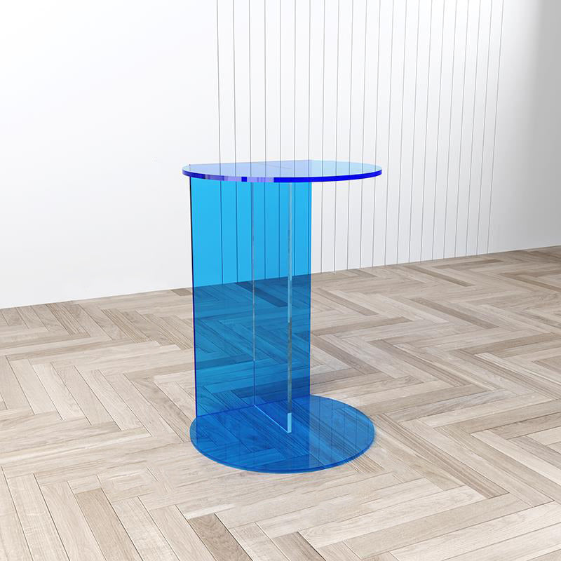 Minimalist Half-Round Acrylic End Table — Blue + Transparent Color