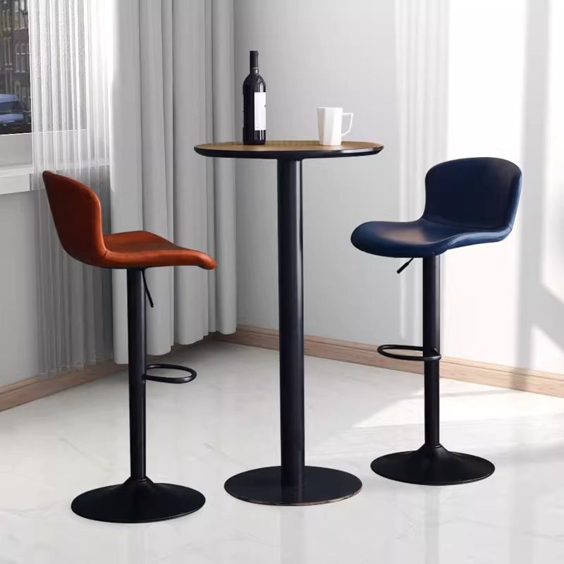 Minimalist Cylinder Wood Metal End Table — Wood Color
