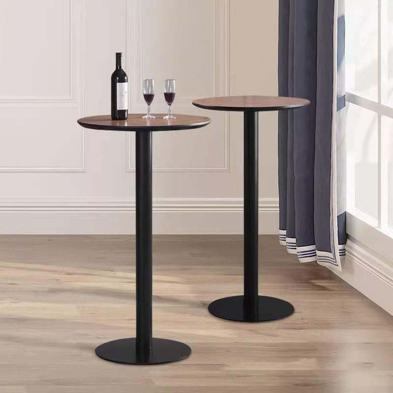 Minimalist Cylinder Wood Metal End Table — Black