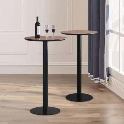 Minimalist Cylinder Wood Metal End Table — Black