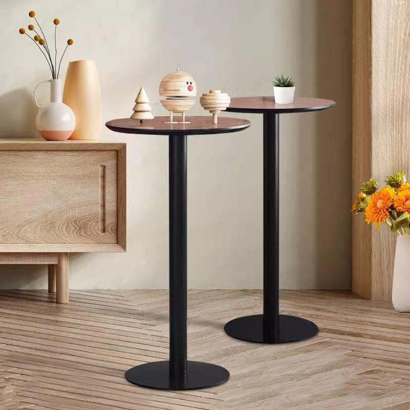 Minimalist Cylinder Wood Metal End Table — Black