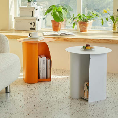 Scandinavian Open-Curve Iron End Table — Black