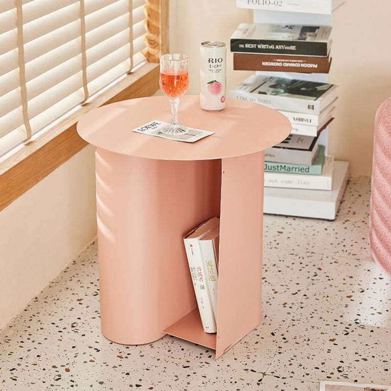 Scandinavian Open-Curve Iron End Table — White