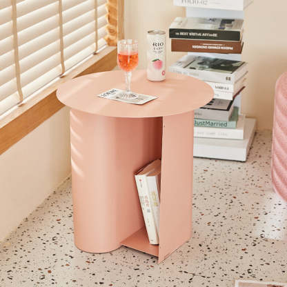 Scandinavian Open-Curve Iron End Table — White