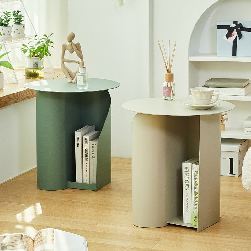 Scandinavian Open-Curve Iron End Table — Pink