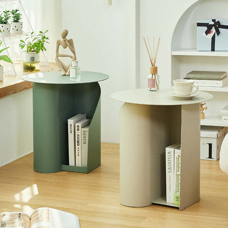 Scandinavian Open-Curve Iron End Table — Pink