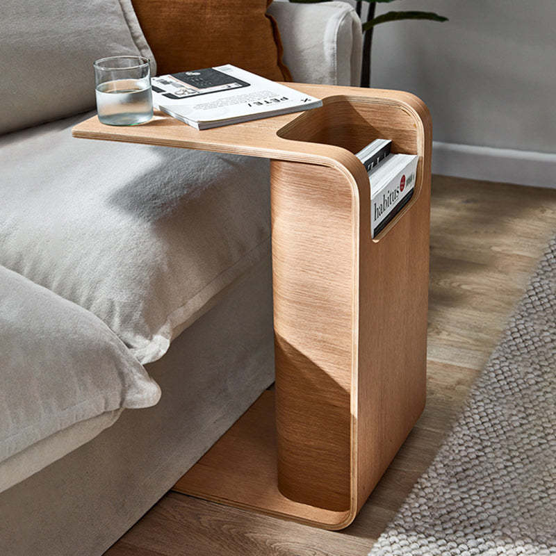 Scandinavian Void Wood End Table — Walnut Color