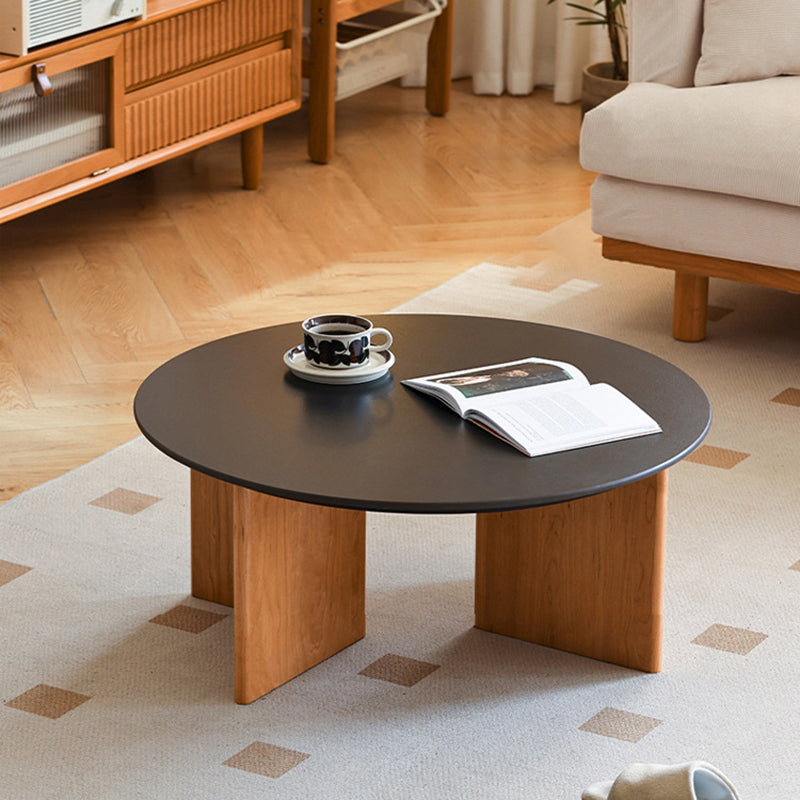 Vintage Rock Panel Cherry Wood End Table — Black