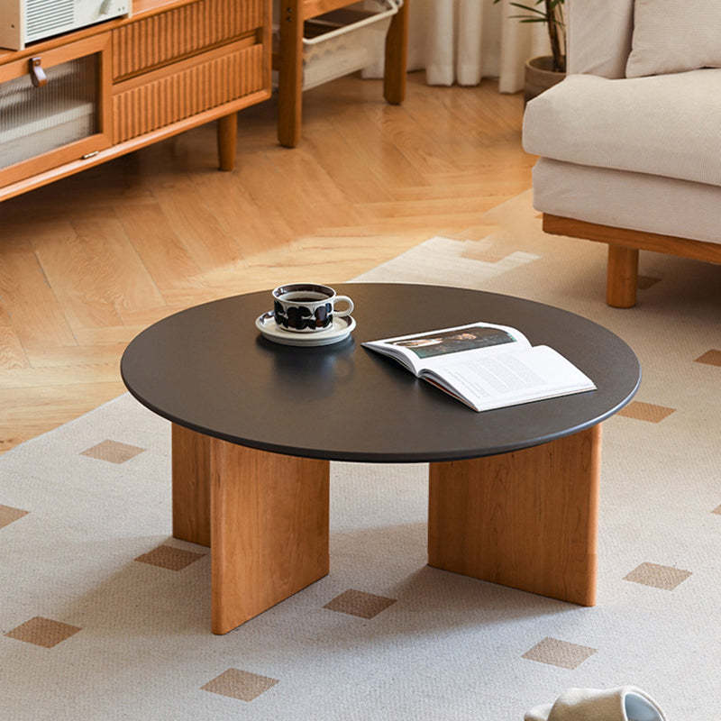 Vintage Rock Panel Cherry Wood End Table — Black