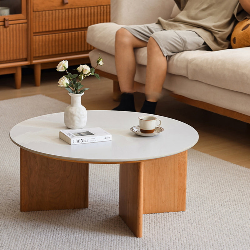 Vintage Rock Panel Cherry Wood End Table — White