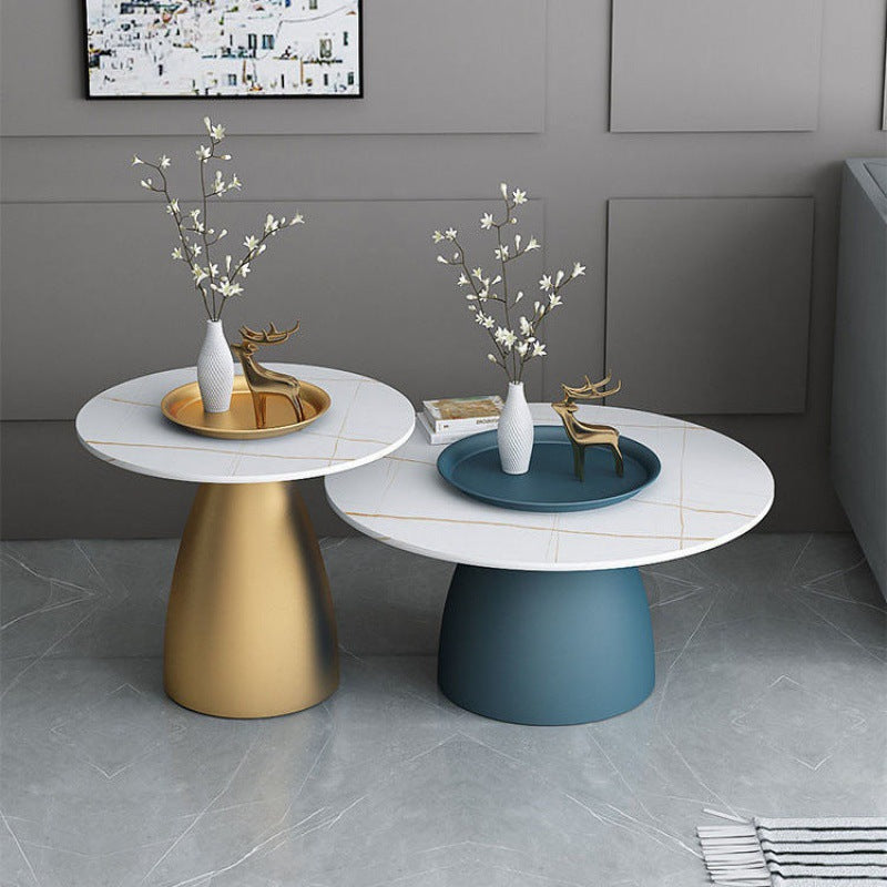 Scandinavian Conical Rock Slab Iron End Table — A / Blue
