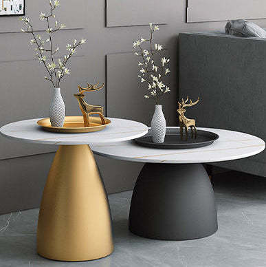 Scandinavian Conical Rock Slab Iron End Table — A / Black