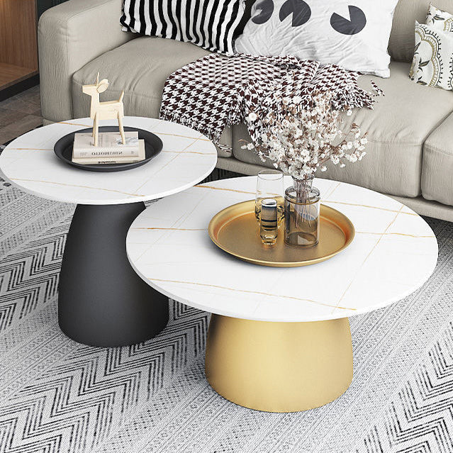 Scandinavian Conical Rock Slab Iron End Table — A / Gold