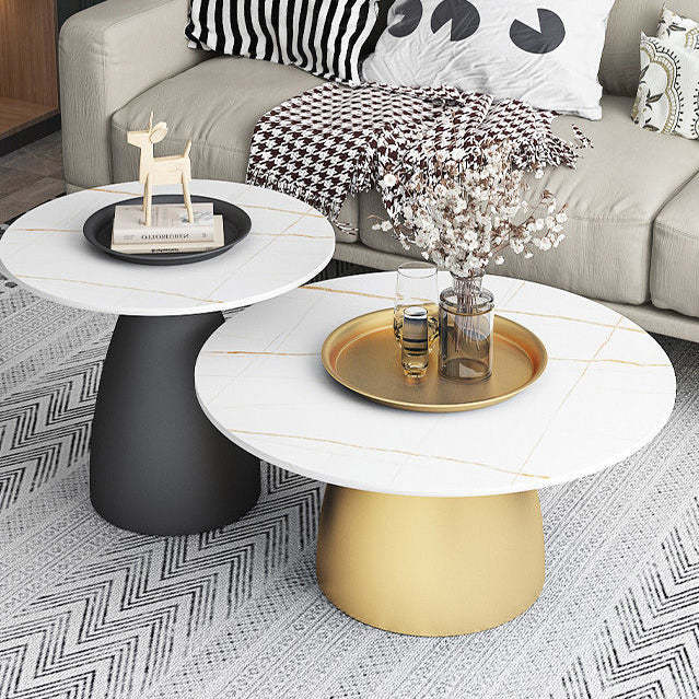 Scandinavian Conical Rock Slab Iron End Table — A / Gold