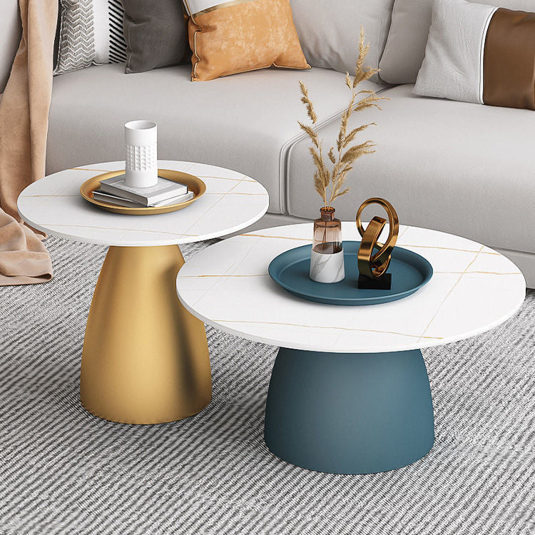 Scandinavian Conical Rock Slab Iron End Table