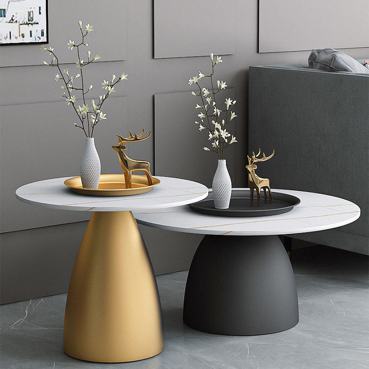 Scandinavian Conical Rock Slab Iron End Table