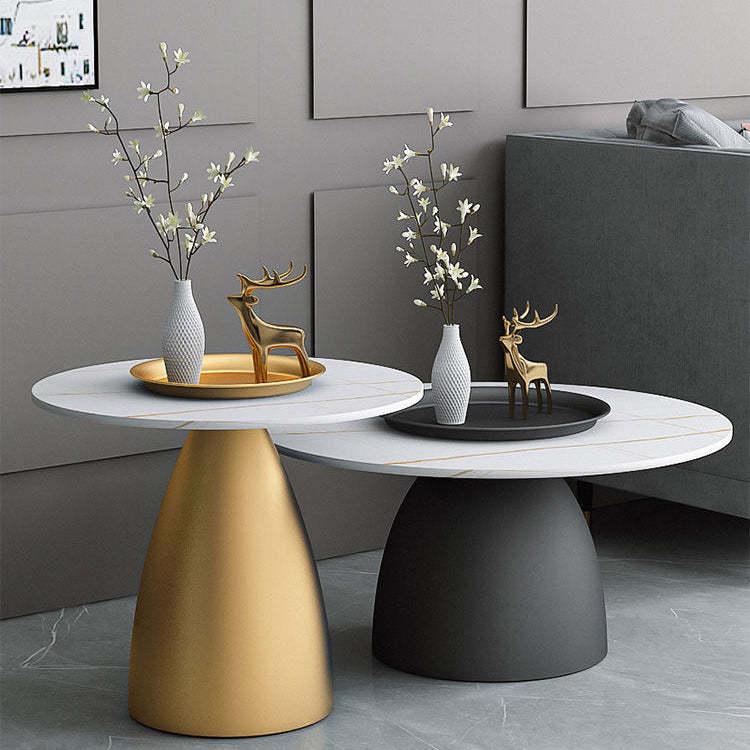 Scandinavian Conical Rock Slab Iron End Table