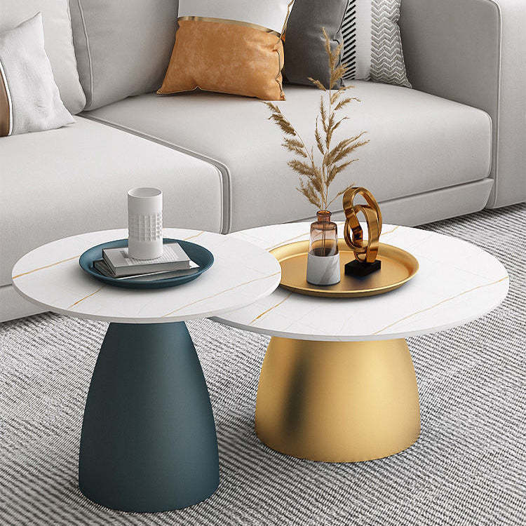Scandinavian Conical Rock Slab Iron End Table