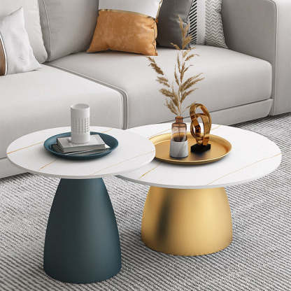 Scandinavian Conical Rock Slab Iron End Table