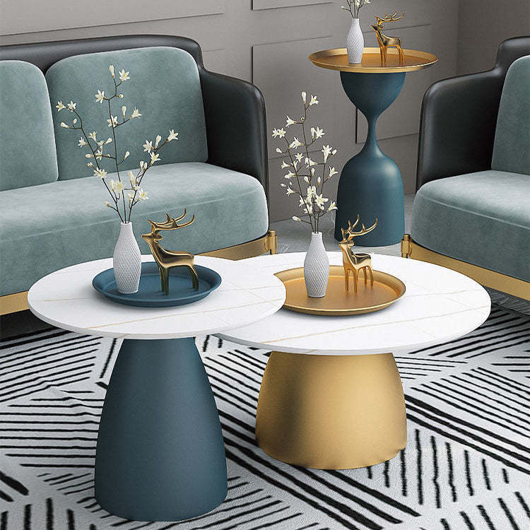 Scandinavian Conical Rock Slab Iron End Table