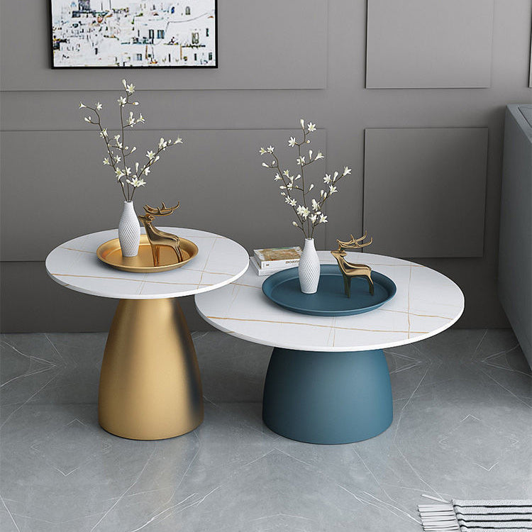 Scandinavian Conical Rock Slab Iron End Table