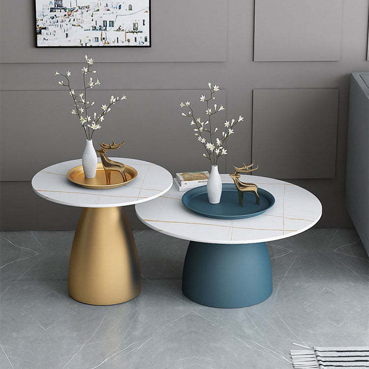 Scandinavian Conical Rock Slab Iron End Table