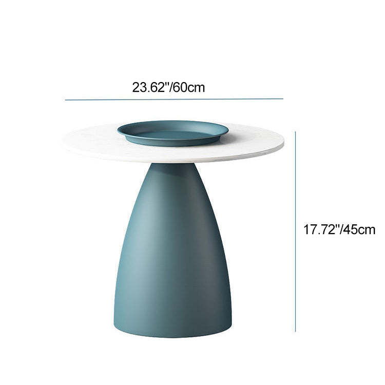 Scandinavian Conical Rock Slab Iron End Table — B / Black