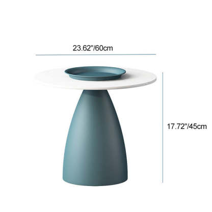Scandinavian Conical Rock Slab Iron End Table — B / Black