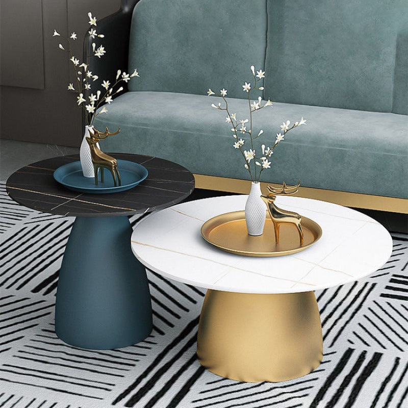 Scandinavian Conical Rock Slab Iron End Table