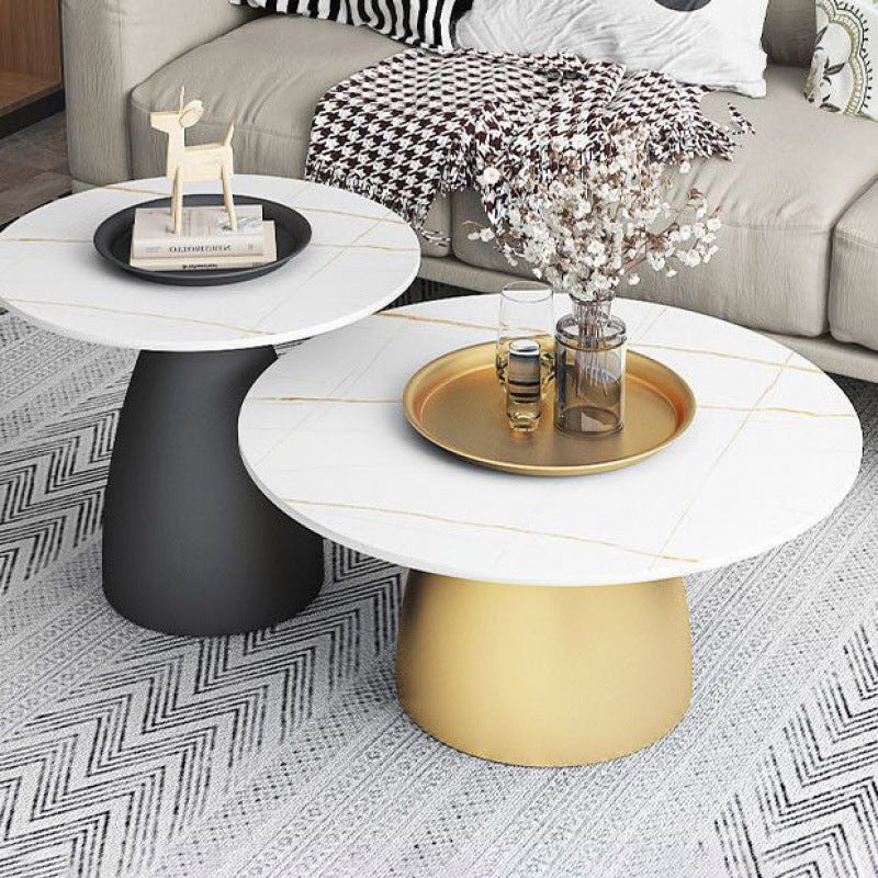 Scandinavian Conical Rock Slab Iron End Table