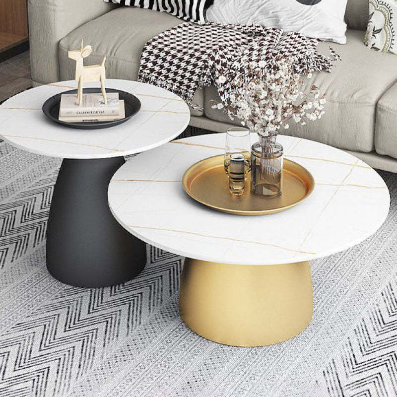 Scandinavian Conical Rock Slab Iron End Table