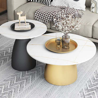 Scandinavian Conical Rock Slab Iron End Table