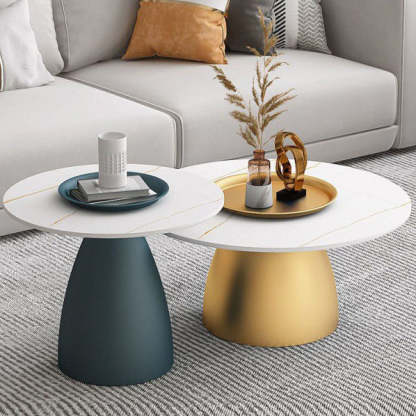 Scandinavian Conical Rock Slab Iron End Table