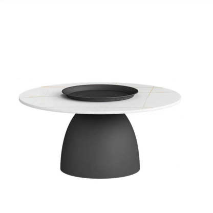 Scandinavian Conical Rock Slab Iron End Table