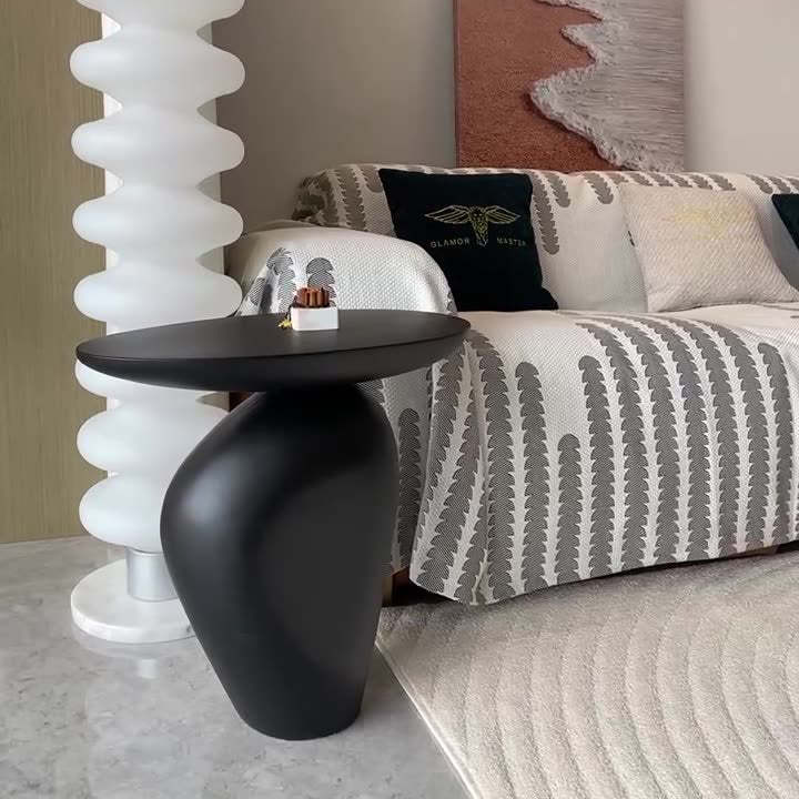 Contemporary Irregular Cobblestone End Table