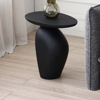 Contemporary Irregular Cobblestone End Table — Black