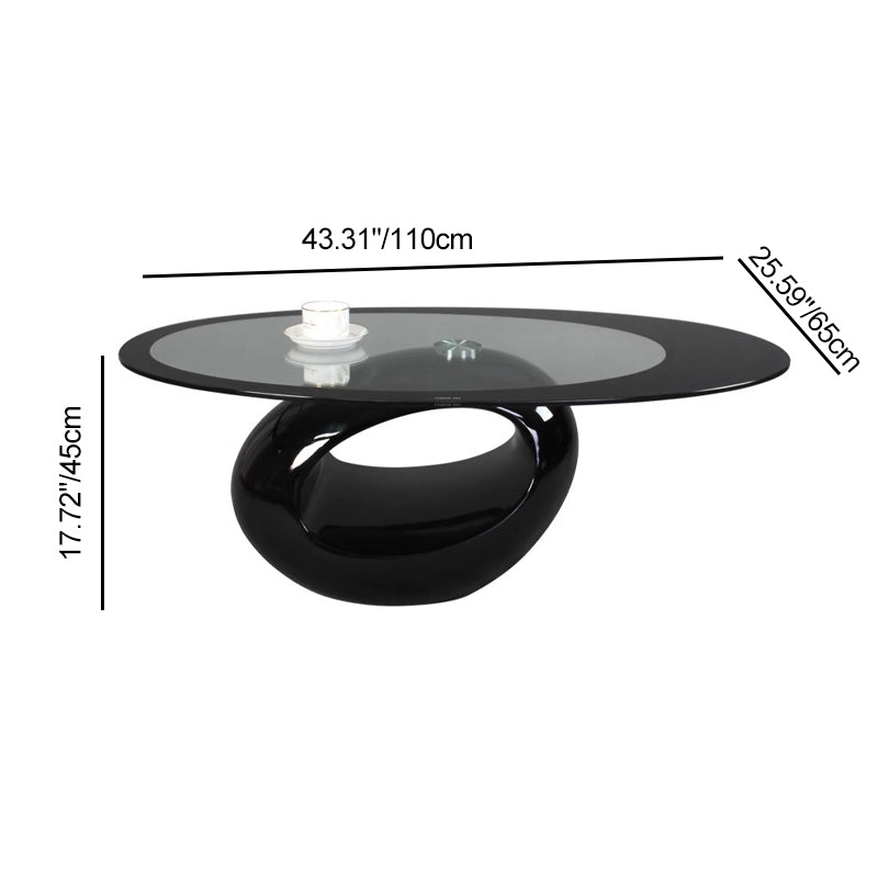 Modern Oval Hollowed Glass Plastic End Table — B / White