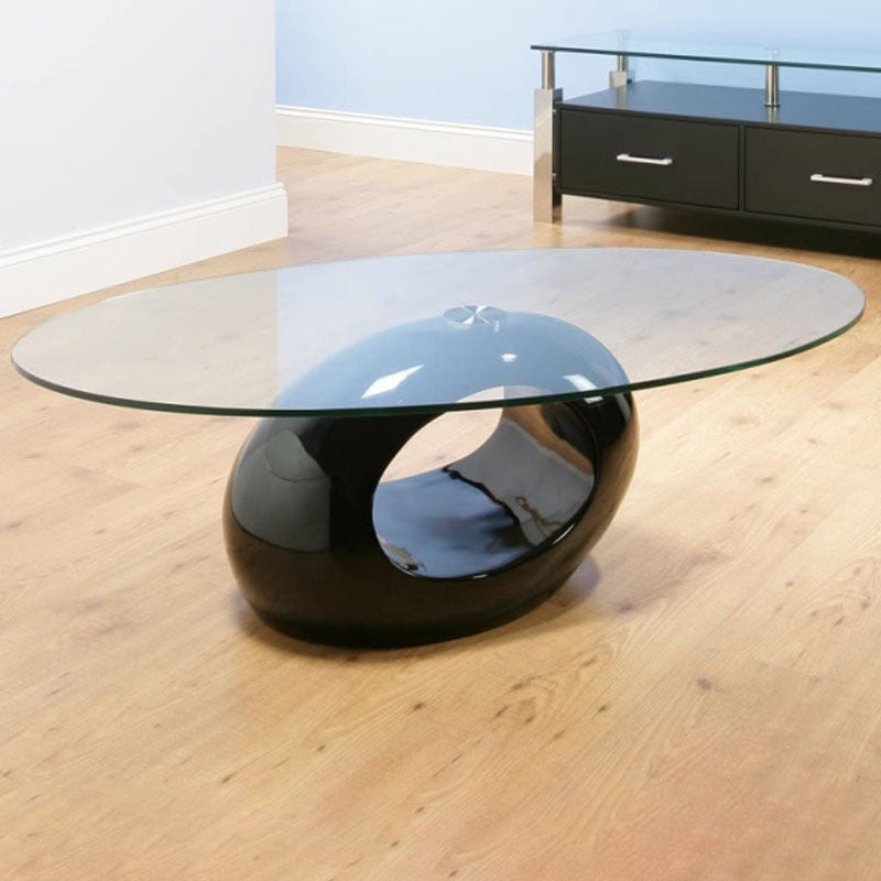 Modern Oval Hollowed Glass Plastic End Table — A / White