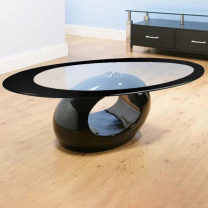 Modern Oval Hollowed Glass Plastic End Table — A / Black