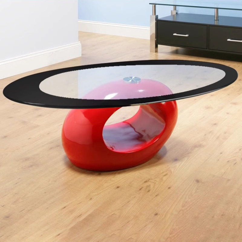 Modern Oval Hollowed Glass Plastic End Table
