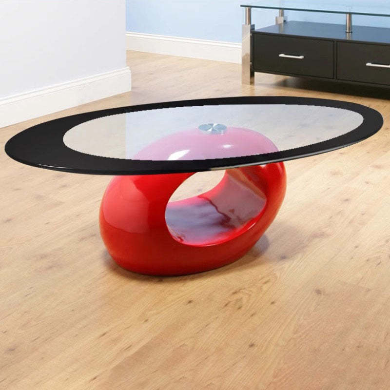 Modern Oval Hollowed Glass Plastic End Table